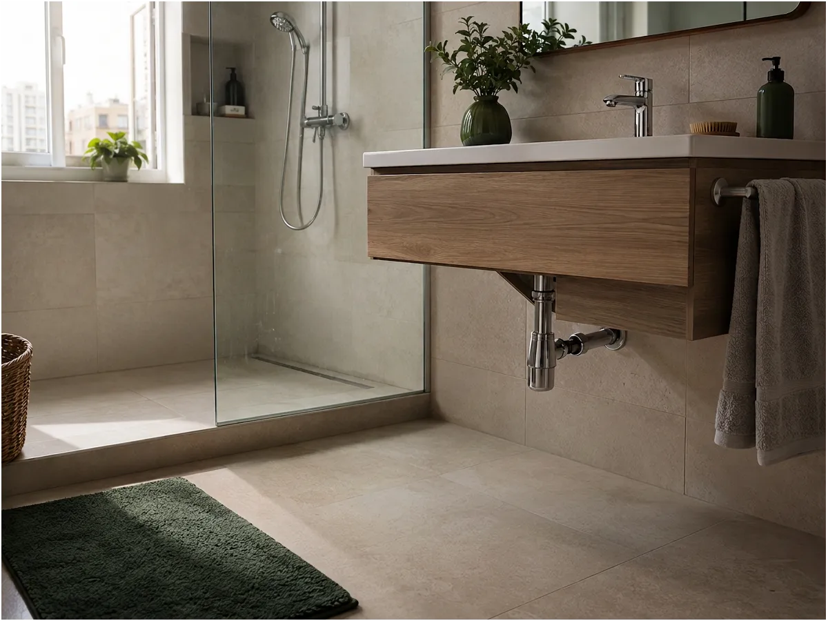 Baño en orden después de la reparación sanitaria